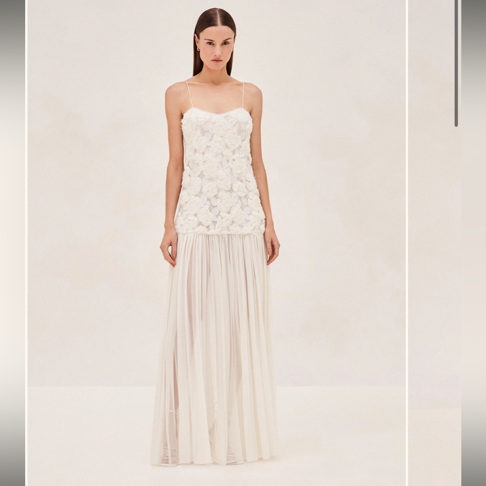 Unworn Alexis Natalina Dress ivory drop waist floral maxi dress size XL